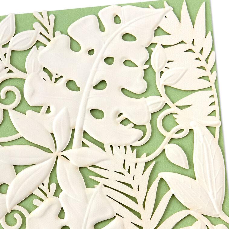 Hallmark White Tropical Leaves On Mint Green Blank Card