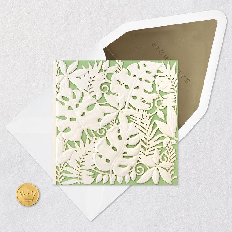 Hallmark White Tropical Leaves On Mint Green Blank Card