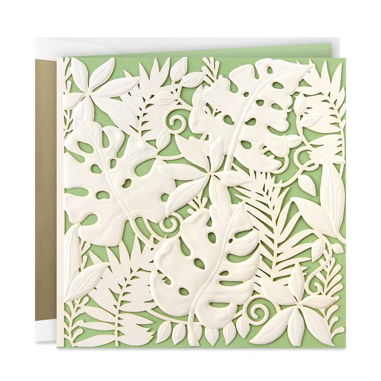 hallmark White Tropical Leaves on Mint Green Blank Card