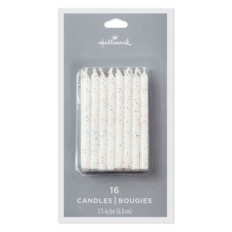 Hallmark White With Glitter Birthday Candles Set Of 16