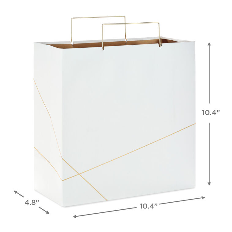 Hallmark White With Gold Large Square Gift Bag 10.4"
