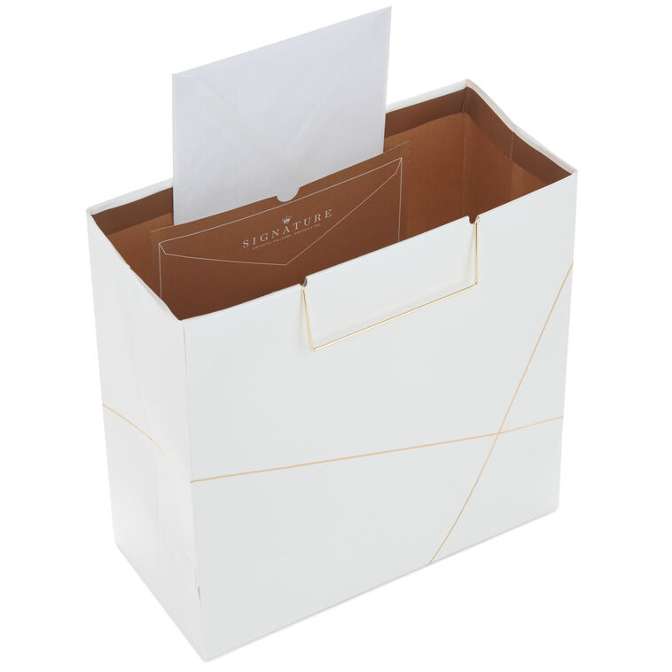 Hallmark White With Gold Large Square Gift Bag 10.4"