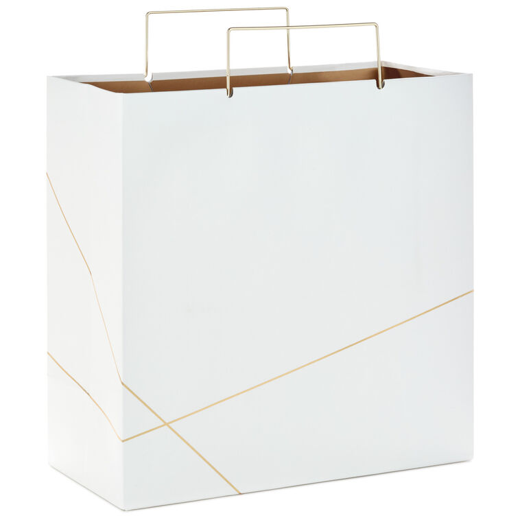hallmark White With Gold Large Square Gift Bag 10.4"