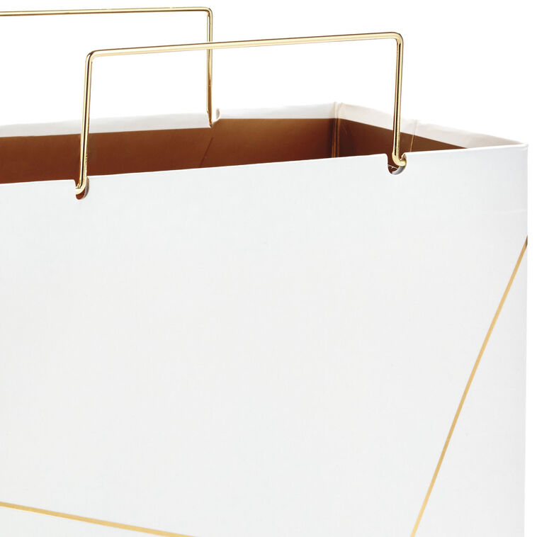 Hallmark White With Gold Medium Square Gift Bag 7.7"