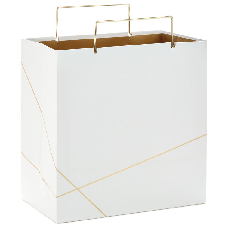 hallmark White With Gold Medium Square Gift Bag 7.7"