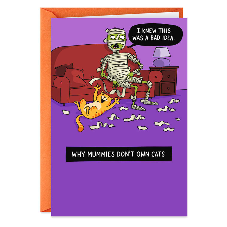 hallmark Why Mummies Don't Own Cats Funny Halloween Card