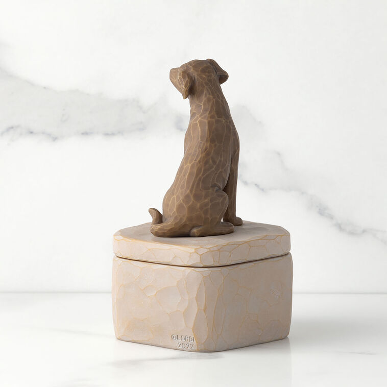 Hallmark Willow Tree Dark Brown Dog Figurine Keepsake Box