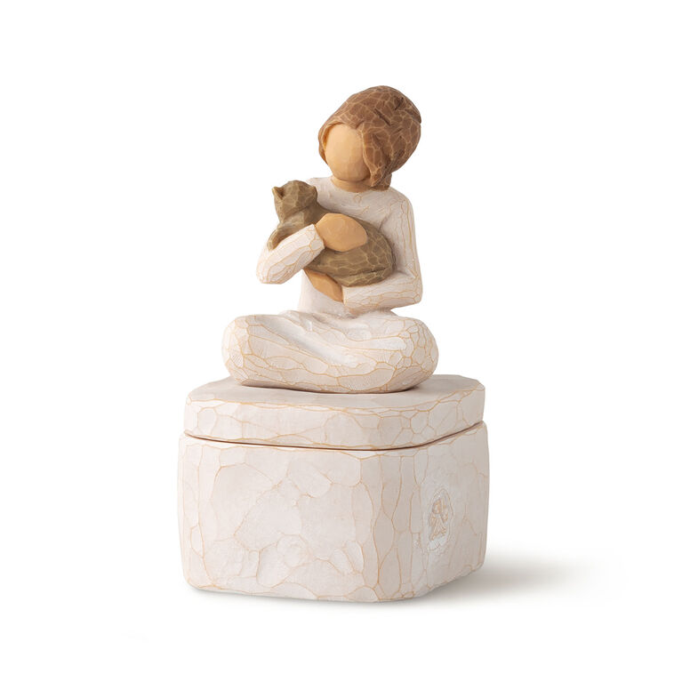 hallmark Willow Tree Kindness Girl With Cat Figurine Keepsake Box