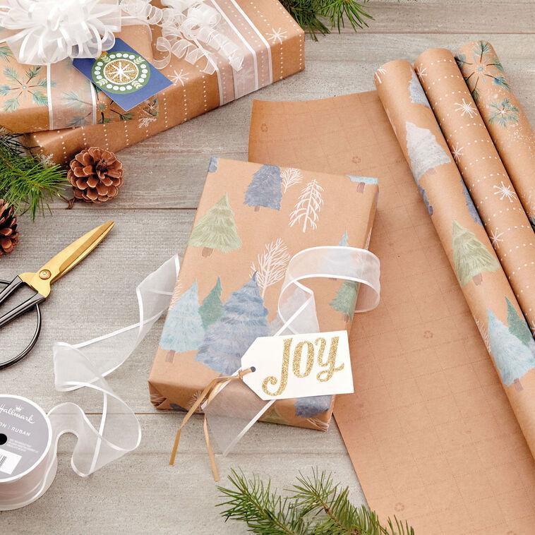 Hallmark Winter Nature Kraft Prints 3-Pack Christmas Wrapping Paper 90 Sq. Ft