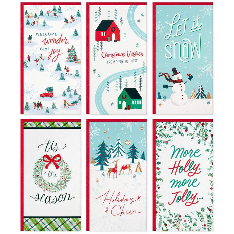 Hallmark Winter Scenes Money-Holder Boxed Christmas Cards Assortment Pack Of 36
