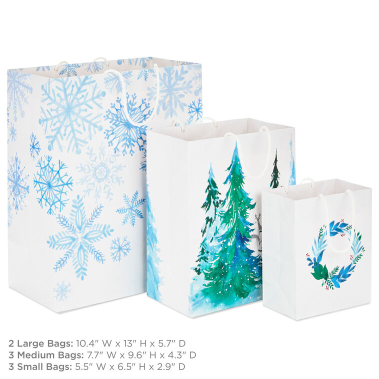 Hallmark Winter Wonder 8-Pack Holiday Gift Bags Assorted Sizes And Designs