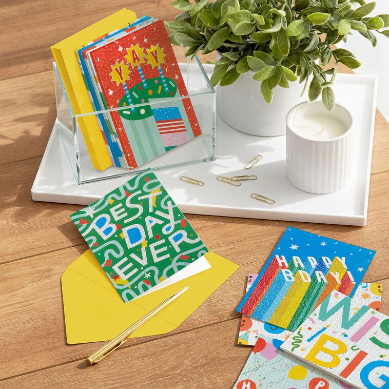 Hallmark Wish Big Assorted Boxed Blank Birthday Note Cards Pack Of 24