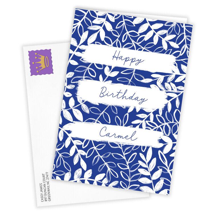 Hallmark Wonderful Day Blue And White Foliage Custom Birthday Card