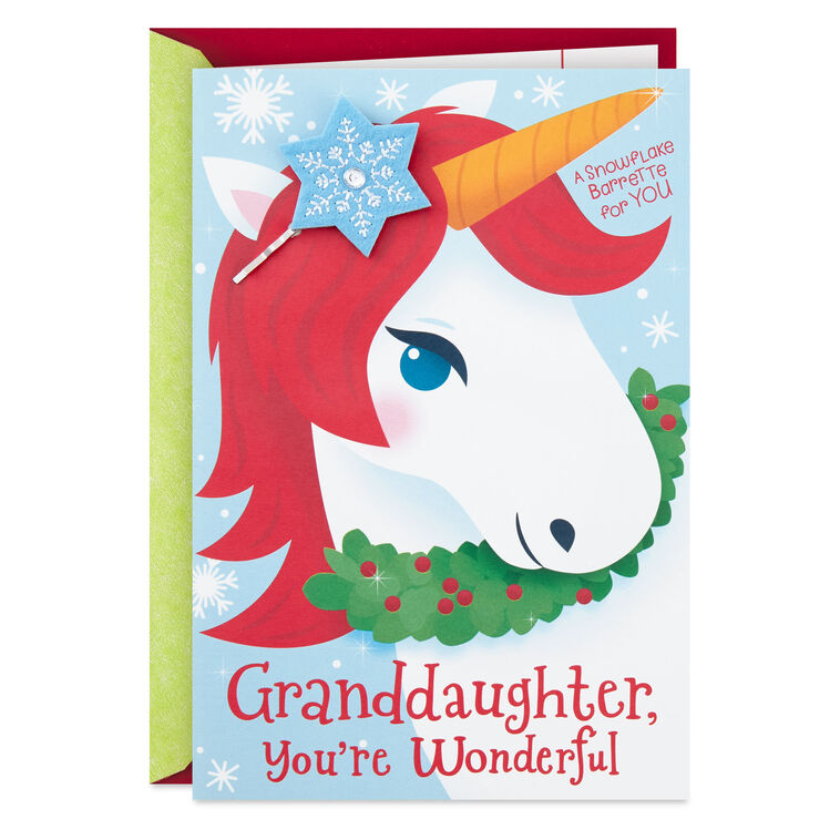 hallmark Wonderful Granddaughter Christmas Card With Barrette
