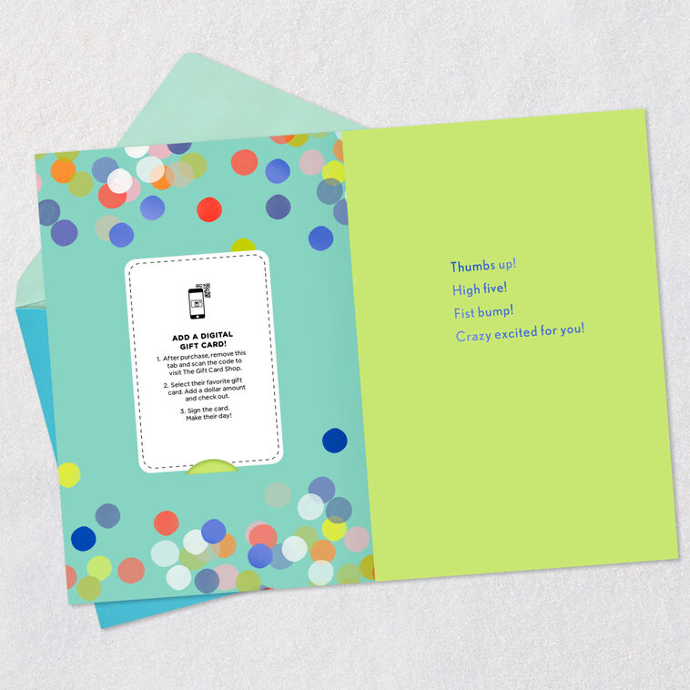 Hallmark Woo Hoo Confetti Gift Card Greeting Congratulations Card