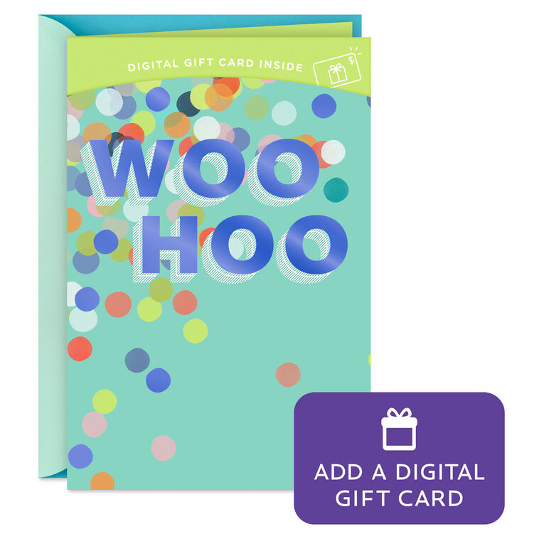hallmark Woo Hoo Confetti Gift Card Greeting Congratulations Card