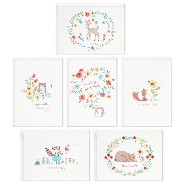 hallmark Woodland Animals Assorted Blank Thank-You Notes Box of 48