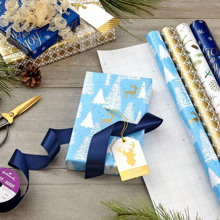Hallmark Woodland Charm 4-Pack Holiday Wrapping Paper Assortment 120 Sq. Ft