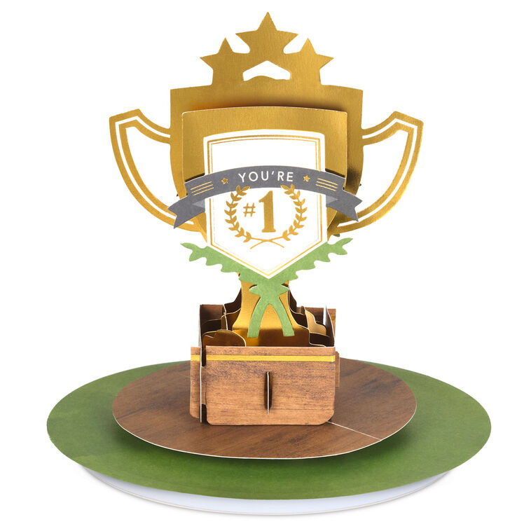 Hallmark World's Best Dad Trophy Musical 3D Pop-Up Father's Day Card With Motion