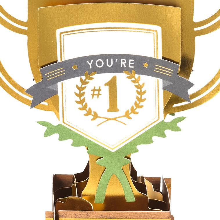 Hallmark World's Best Dad Trophy Musical 3D Pop-Up Father's Day Card With Motion