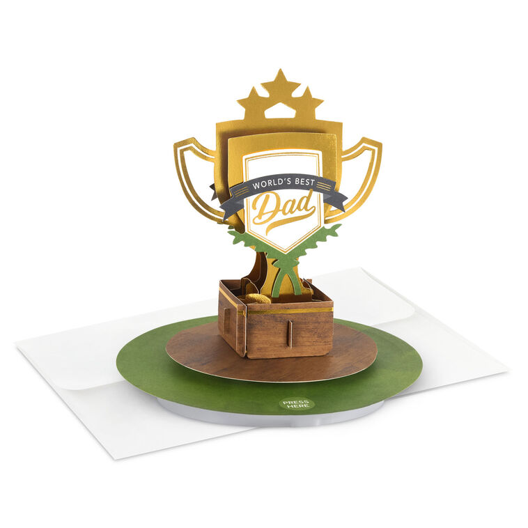 hallmark World's Best Dad Trophy Musical 3D Pop-Up Father's Day Card With Motion