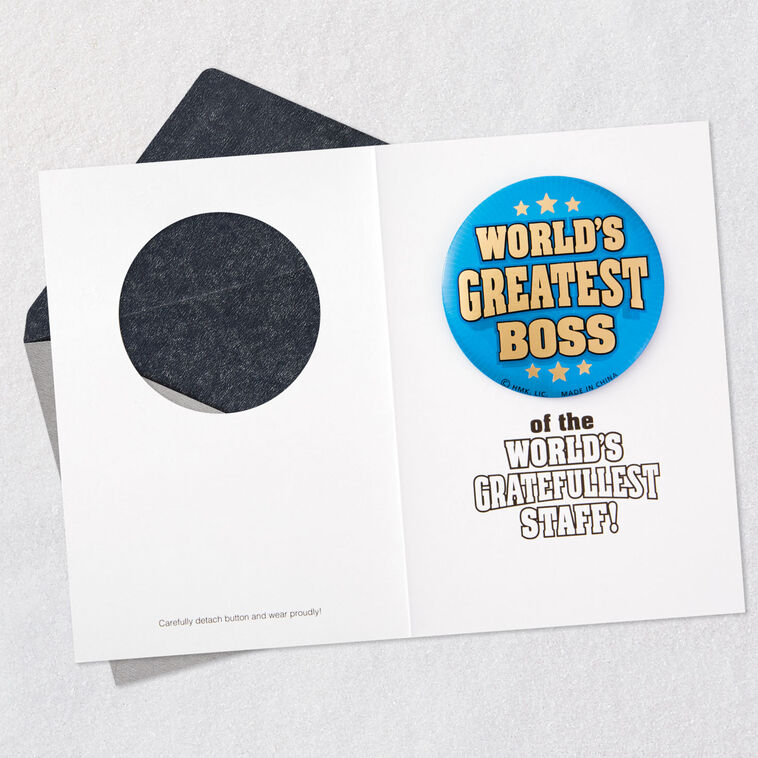 Hallmark World's Greatest Boss Funny Boss's Day Card From All With Button