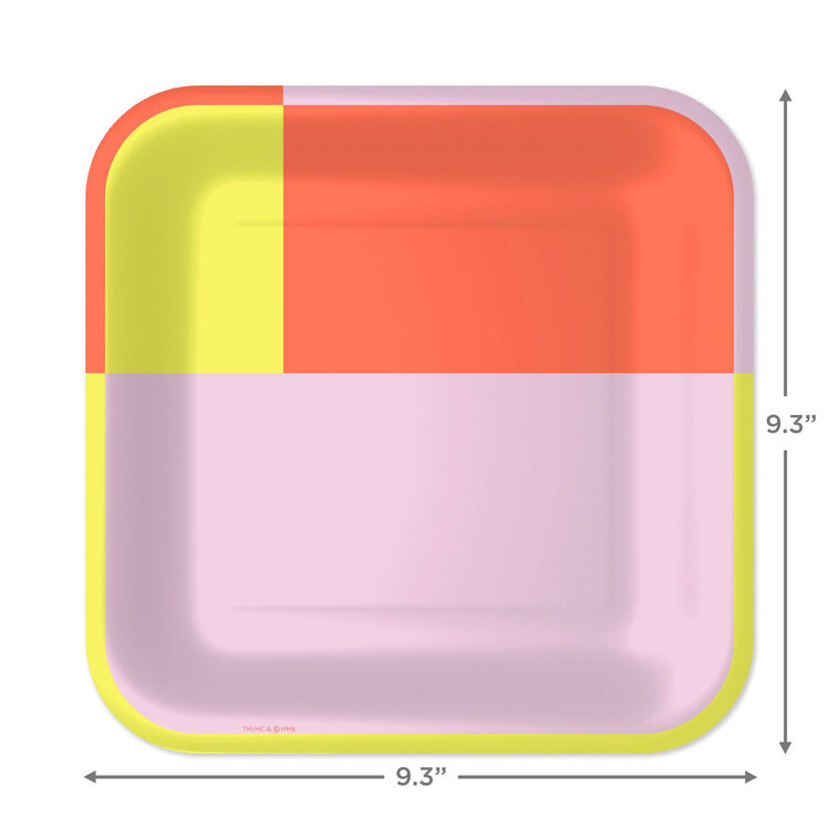 Hallmark Yellow Pink And Orange Color Block Dinner Plates Pack Of 8