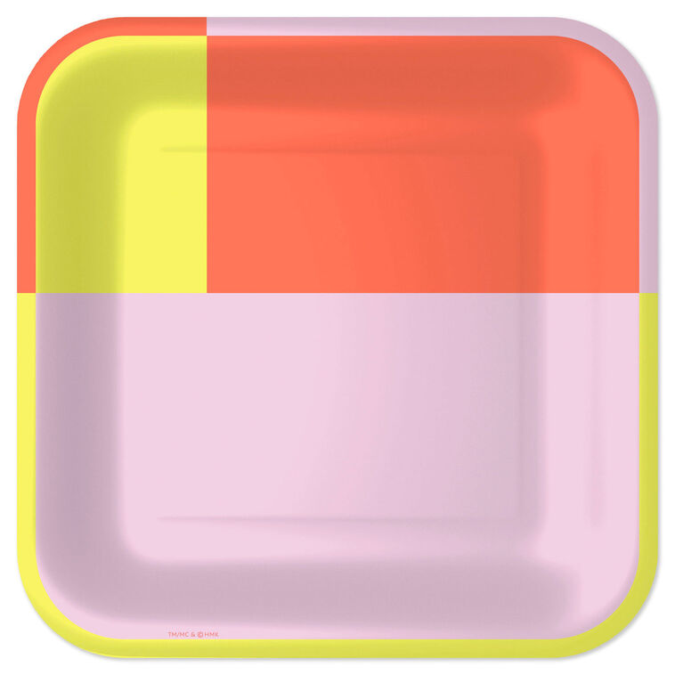 hallmark Yellow Pink and Orange Color Block Dinner Plates Pack of 8