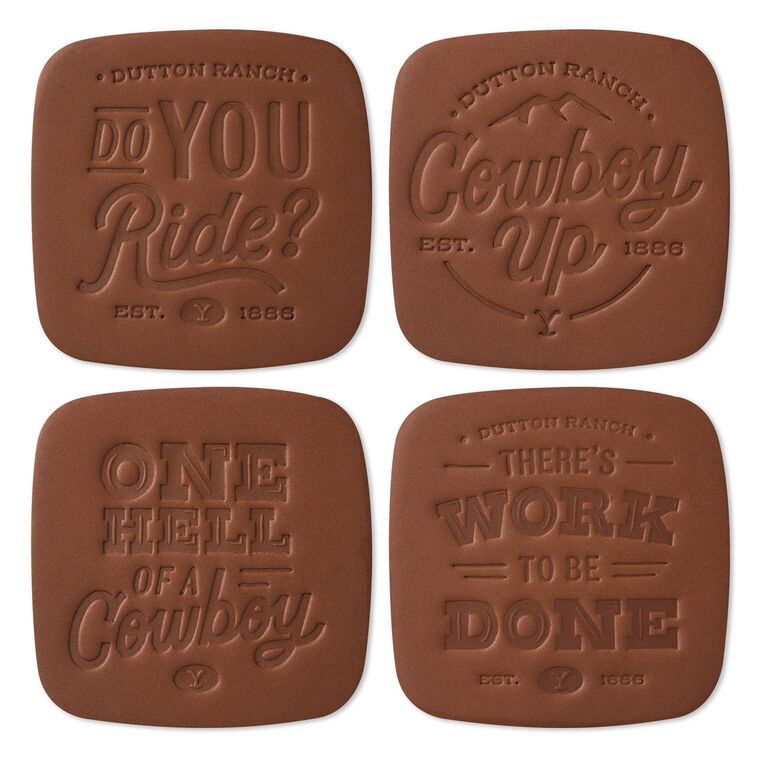Hallmark Yellowstone Dutton Ranch Bonded Leather Coasters Set Of 4