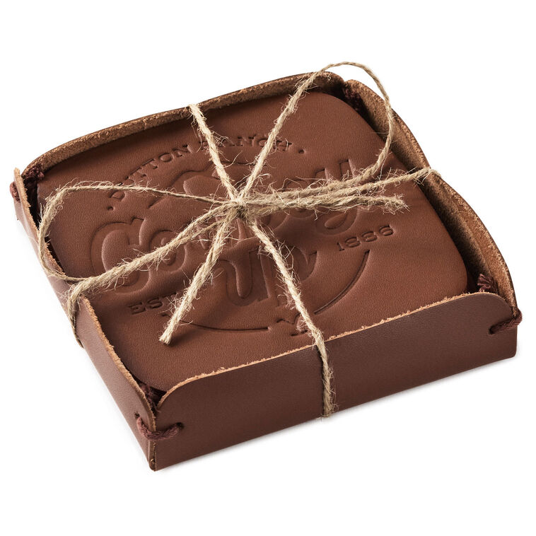 Hallmark Yellowstone Dutton Ranch Bonded Leather Coasters Set Of 4