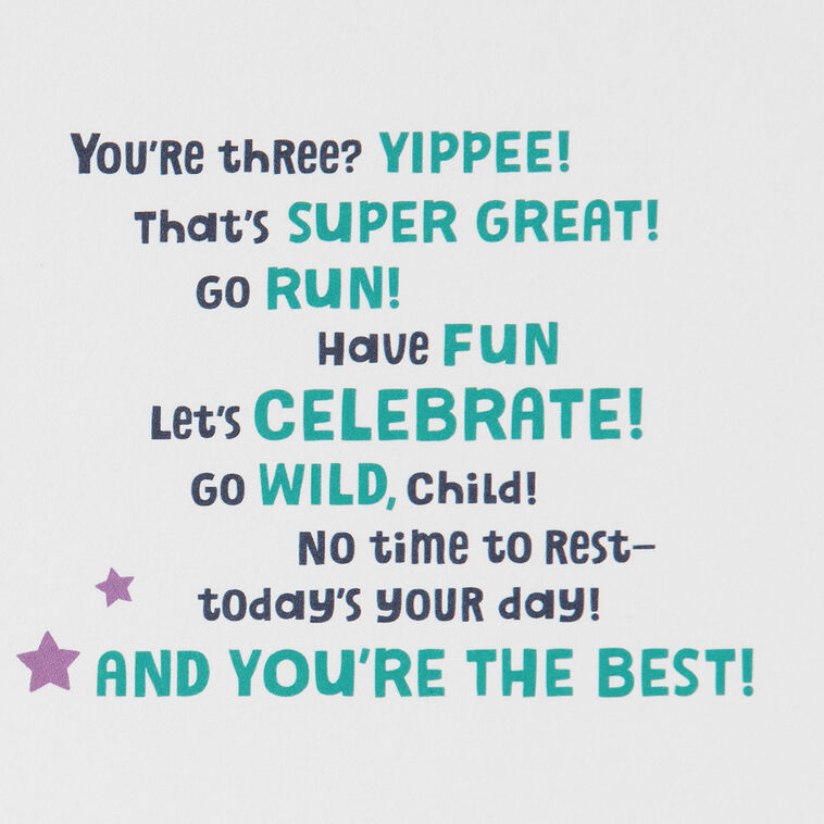 Hallmark Yippee You're 3 Sporty Cheetahs 3rd Birthday Card