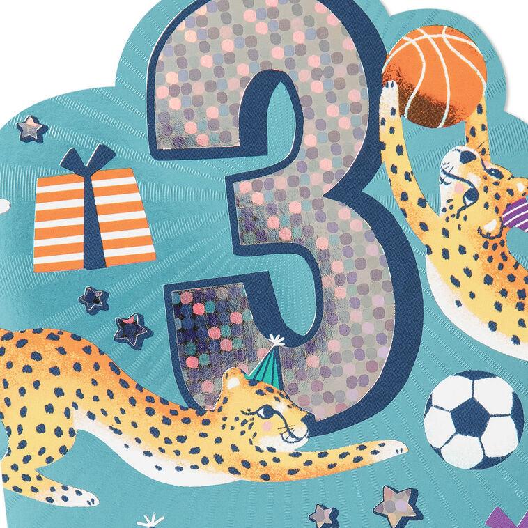 Hallmark Yippee You're 3 Sporty Cheetahs 3rd Birthday Card