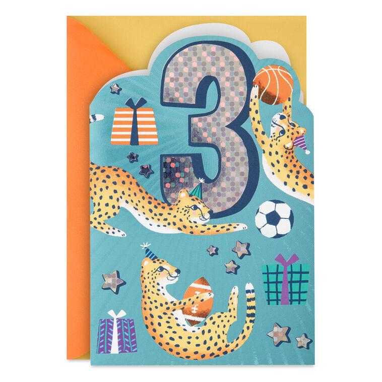 hallmark Yippee You're 3 Sporty Cheetahs 3rd Birthday Card