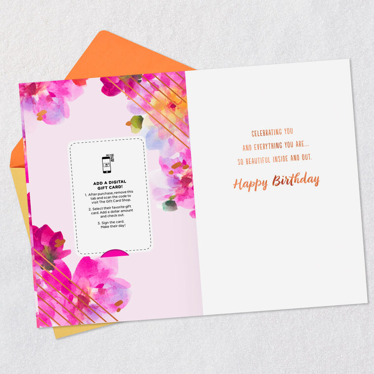 Hallmark You Are Amazing Watercolor Flowers Gift Card Greeting Birthday Card
