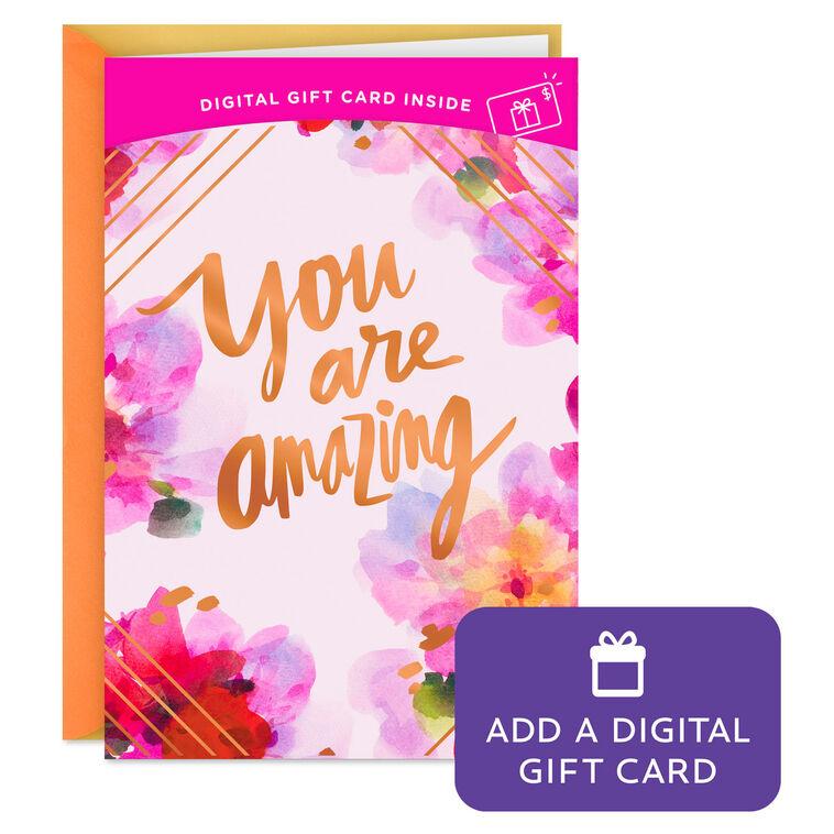 hallmark You Are Amazing Watercolor Flowers Gift Card Greeting Birthday Card