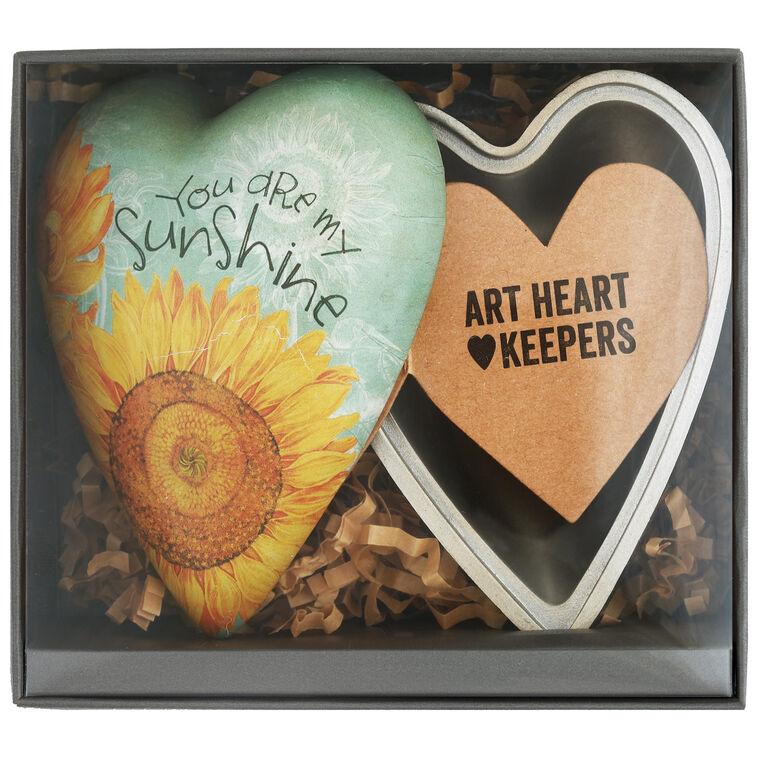 Hallmark You Are My Sunshine Art Heart Trinket Box 3.5"