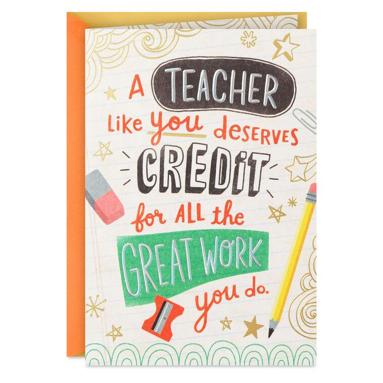 hallmark You Deserve Extra Credit Thank-You Card for Teacher