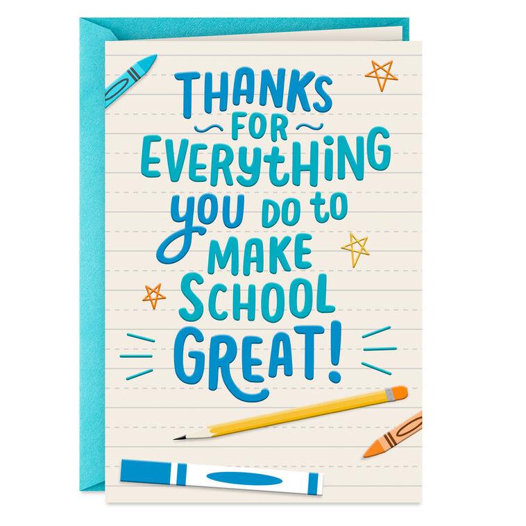 hallmark You Make School Great Thank You Card From Kids