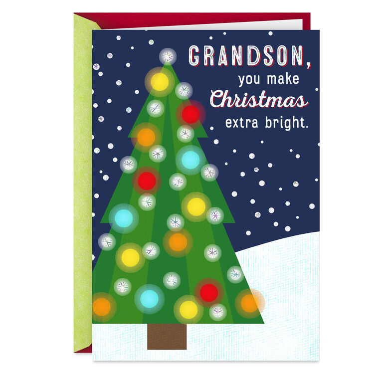 hallmark You Make the Holidays Extra Bright Christmas Card for Grandson