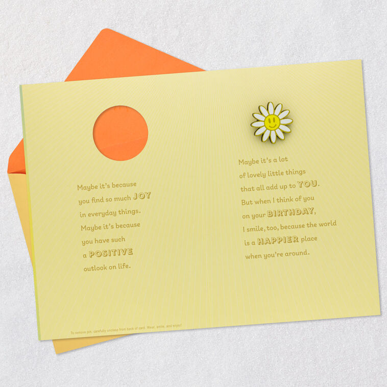 Hallmark You Make The World A Happier Place Birthday Card With Wearable Pin
