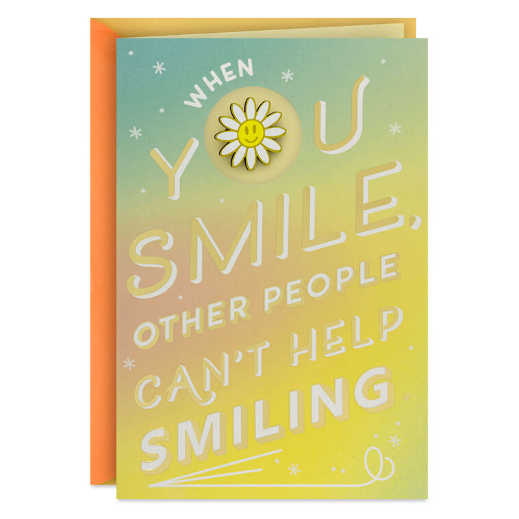 hallmark You Make the World a Happier Place Birthday Card With Wearable Pin