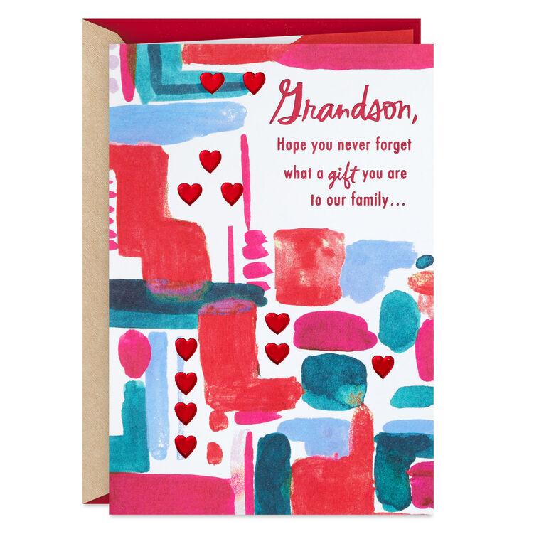 hallmark You're a Gift to Our Family Valentine's Day Card for Grandson