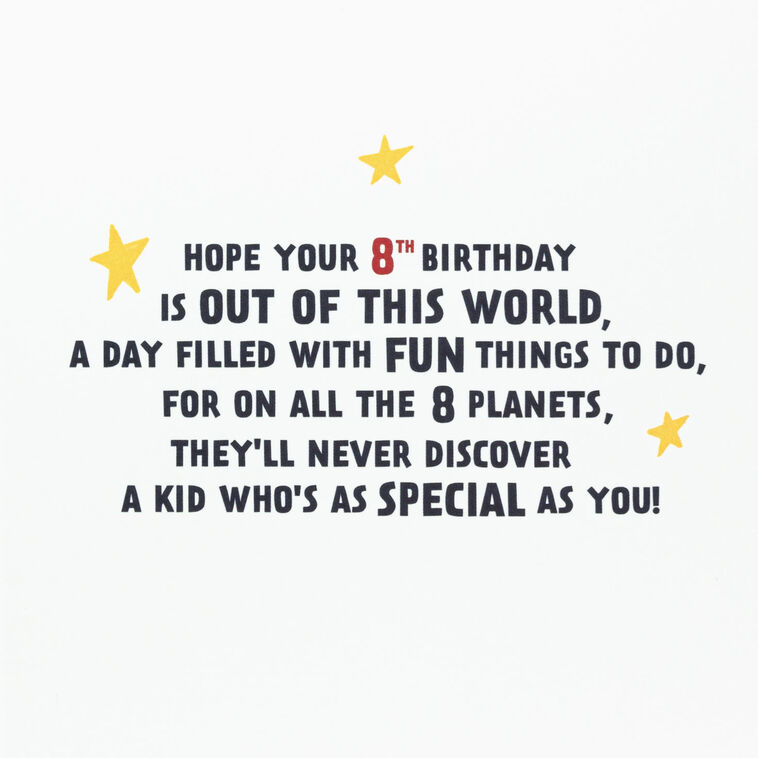 Hallmark You're A Stellar Kid 8th Birthday Card With Alien Decal