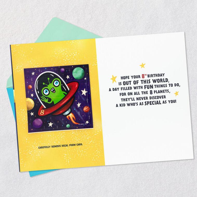 Hallmark You're A Stellar Kid 8th Birthday Card With Alien Decal