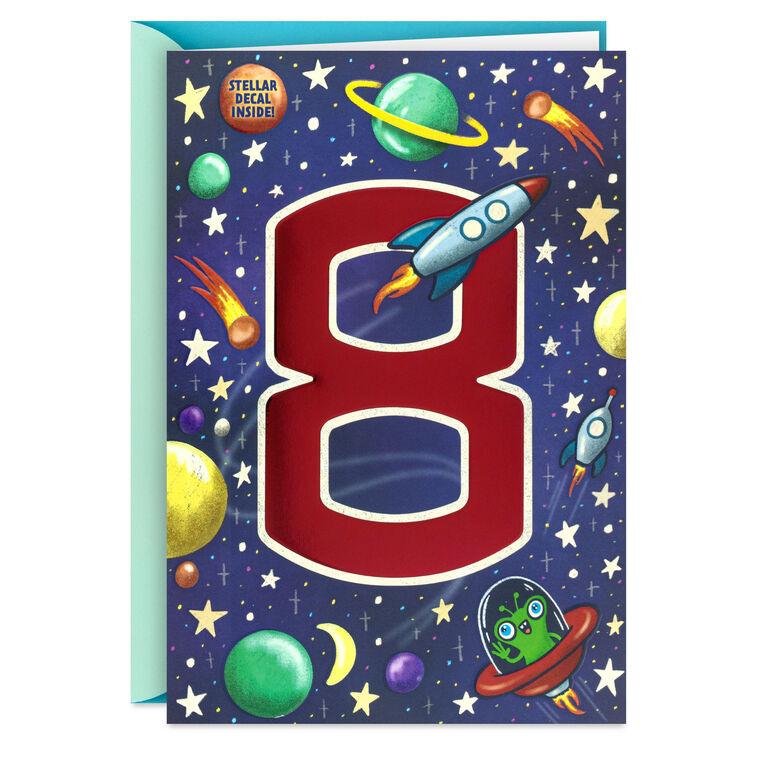 hallmark You're a Stellar Kid 8th Birthday Card With Alien Decal