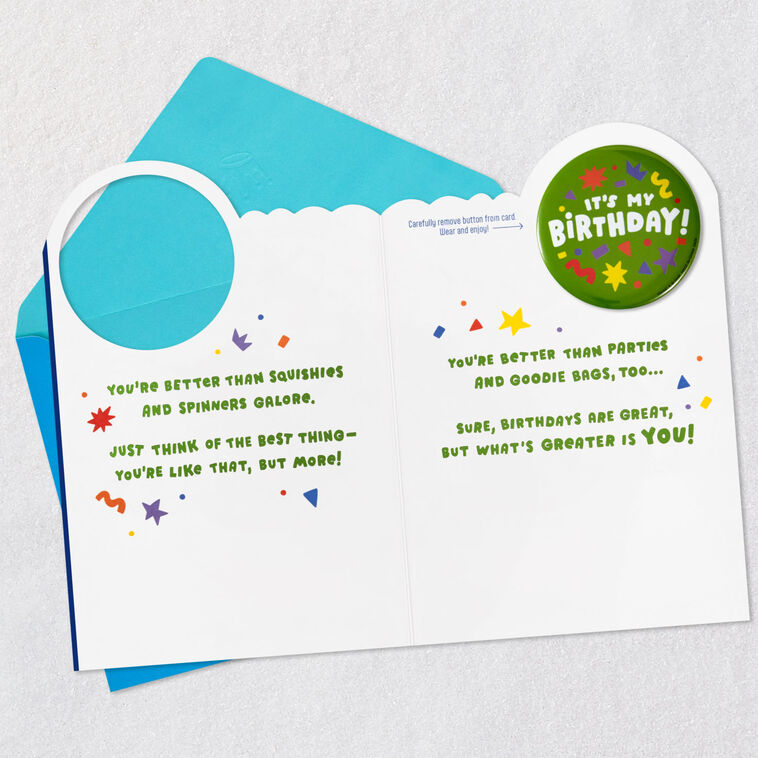 Hallmark You're Better Than Great Birthday Card For Son With Button Pin