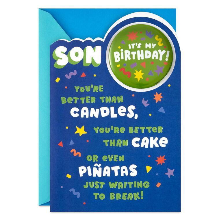 hallmark You're Better Than Great Birthday Card for Son With Button Pin
