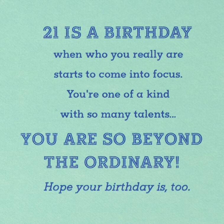 Hallmark You're Beyond Ordinary 21st Birthday Card With Wearable Badge