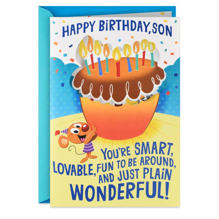 hallmark You're Just Plain Wonderful Pop-Up Musical Birthday Card for Son
