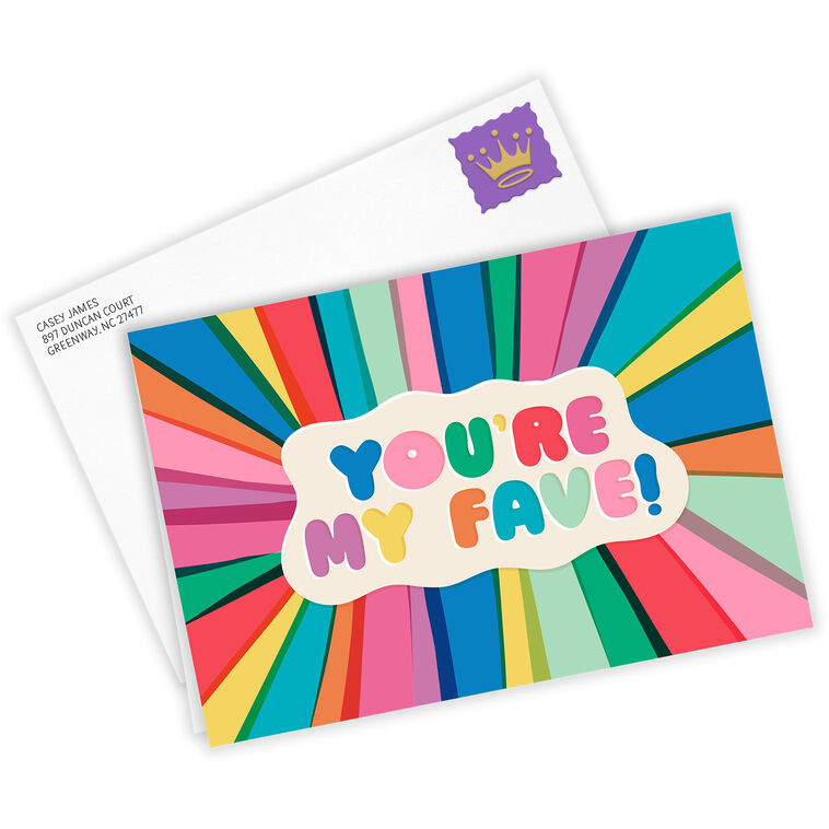 Hallmark You're My Fave Rainbow Rays Custom Birthday Card